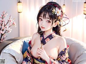 A woman in a kimono posing for a picture.
